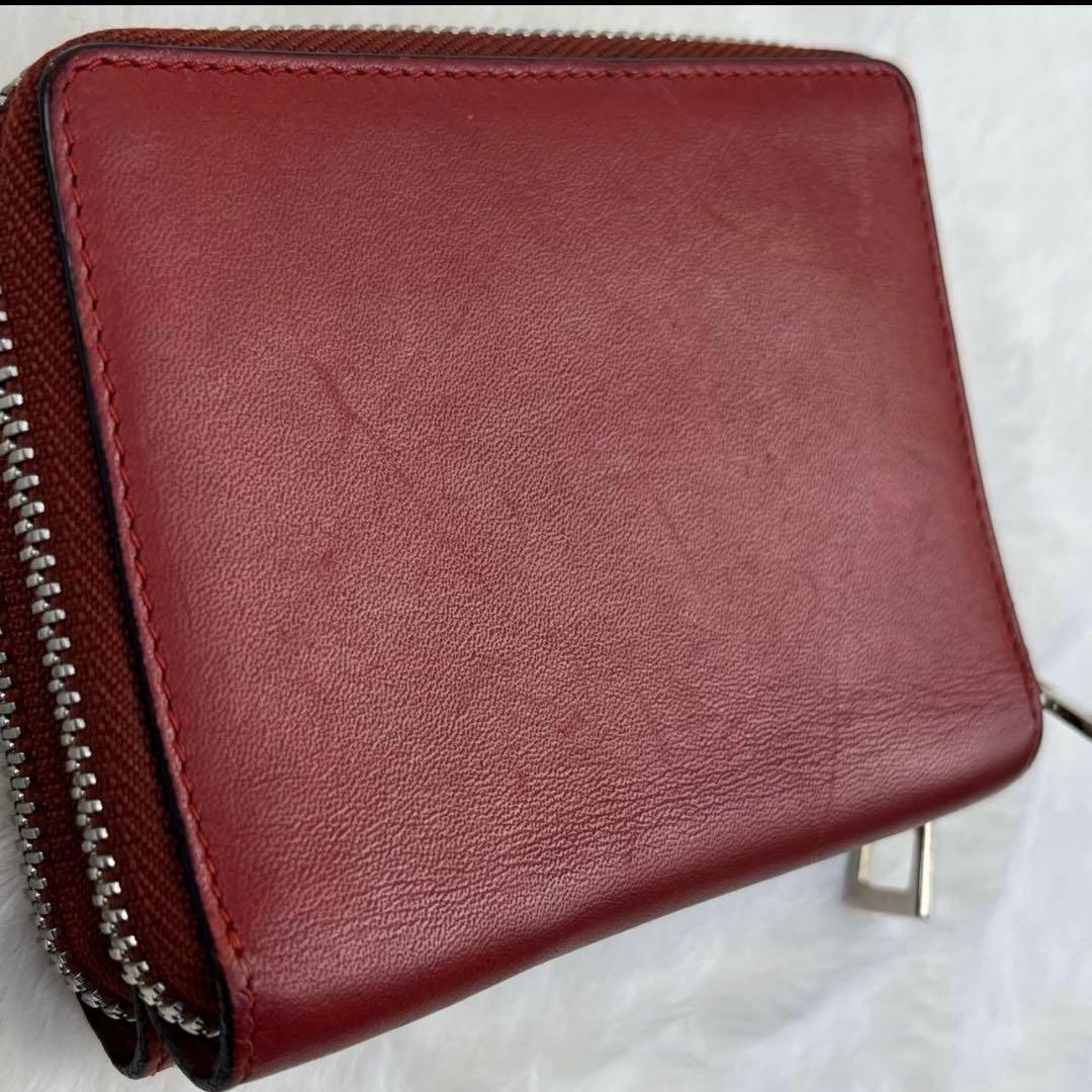 ロエベ LOEWE 折り財布 ラウンドジップ アナグラム ダブル レッド