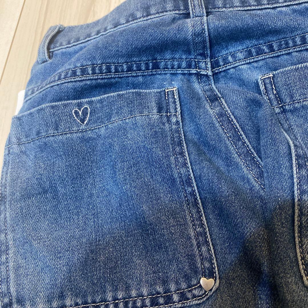 heart rivet & embroidery denim PT Sサイズ