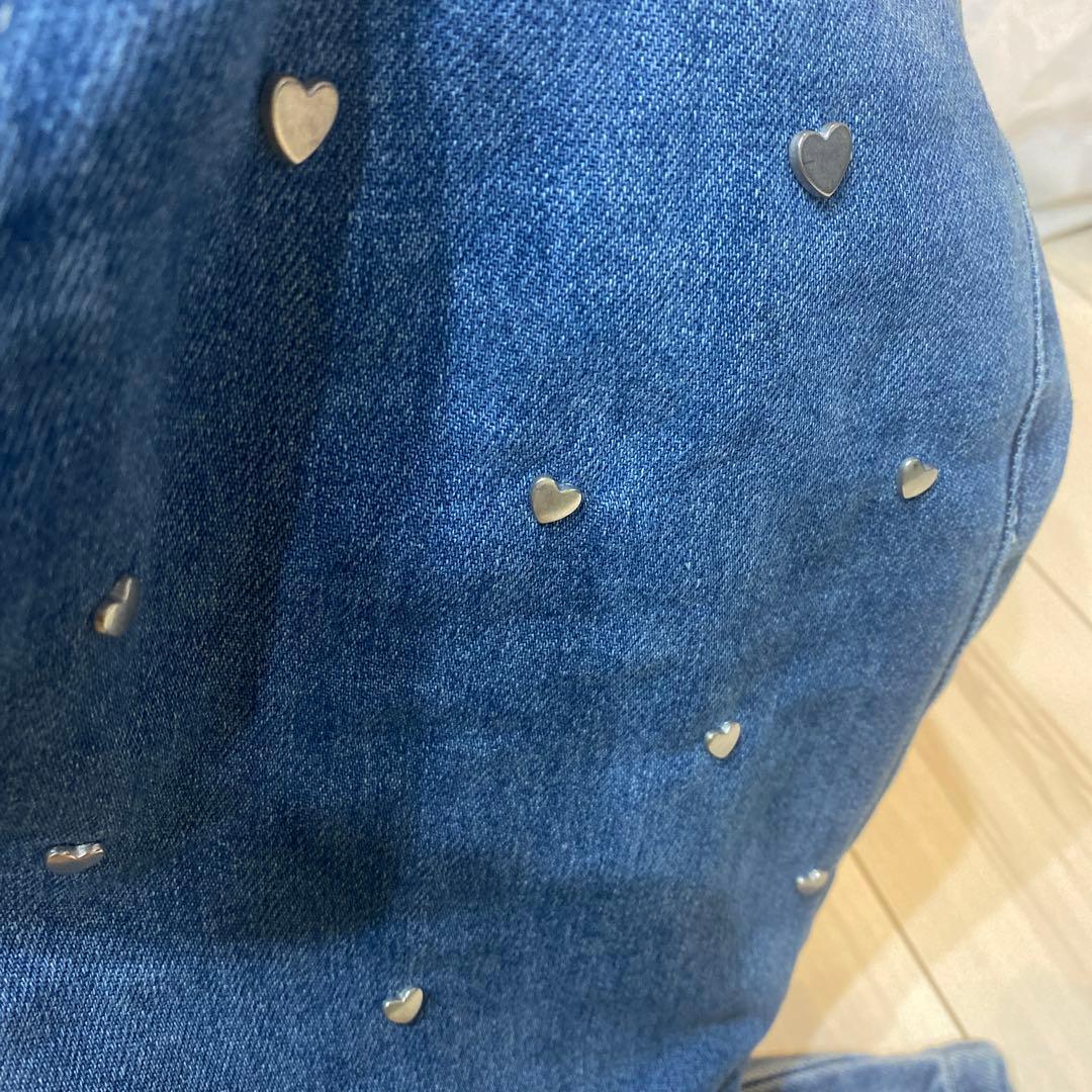 heart rivet & embroidery denim PT Sサイズ