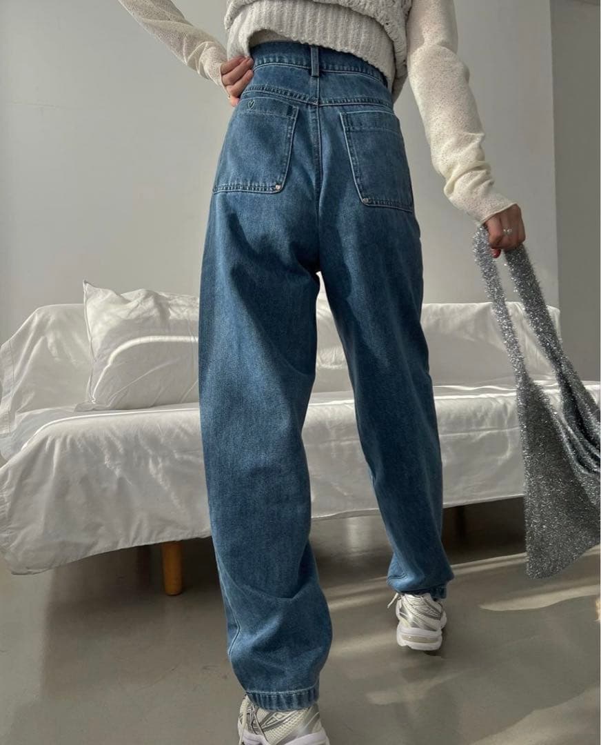 heart rivet & embroidery denim PT Sサイズ