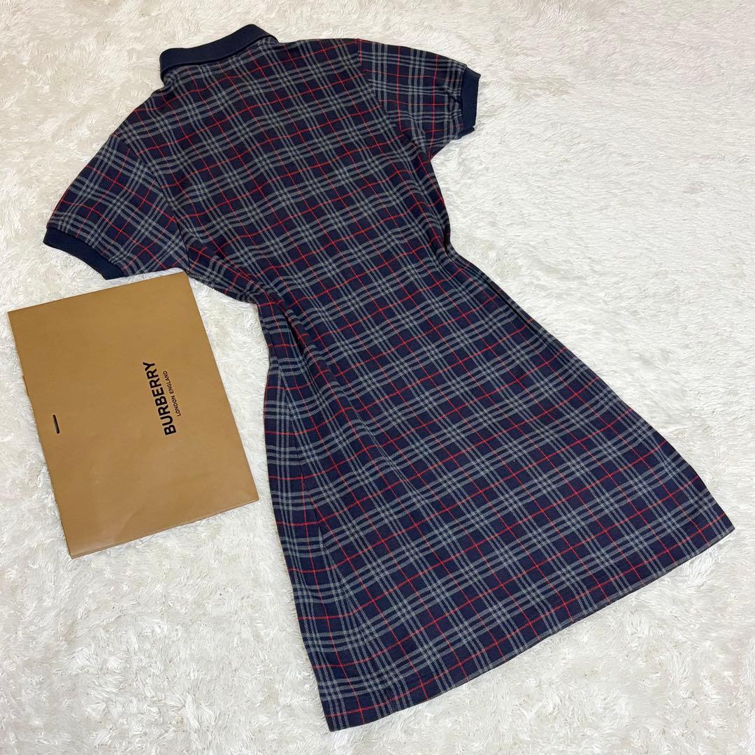美品　Burberry 半袖ワンピース　ノバチェック　ネイビー　香港製　Ｓ