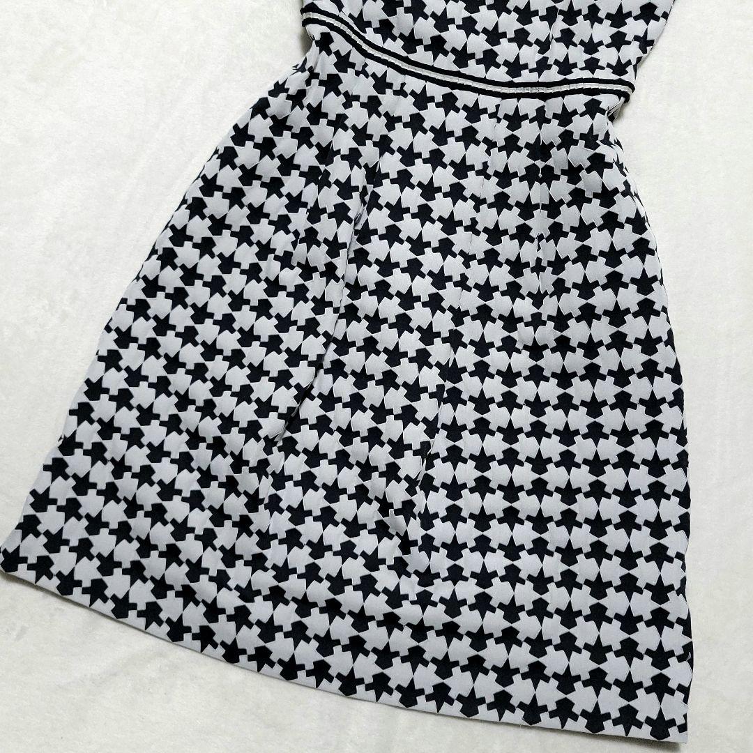 【未使用級】Max Mara　ノースリーブワンピース 千鳥柄 総柄 バイカラー