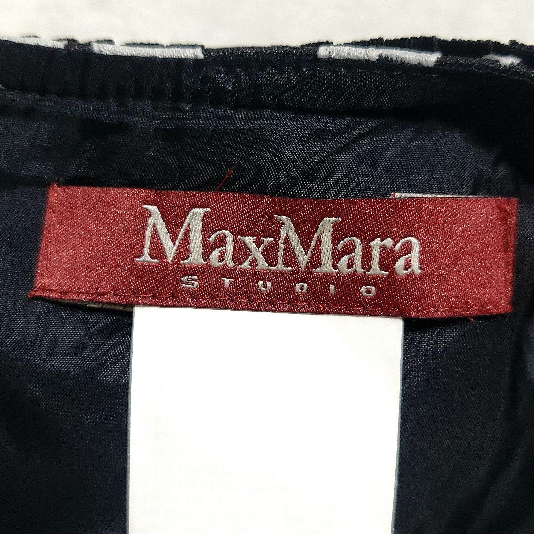 【未使用級】Max Mara　ノースリーブワンピース 千鳥柄 総柄 バイカラー