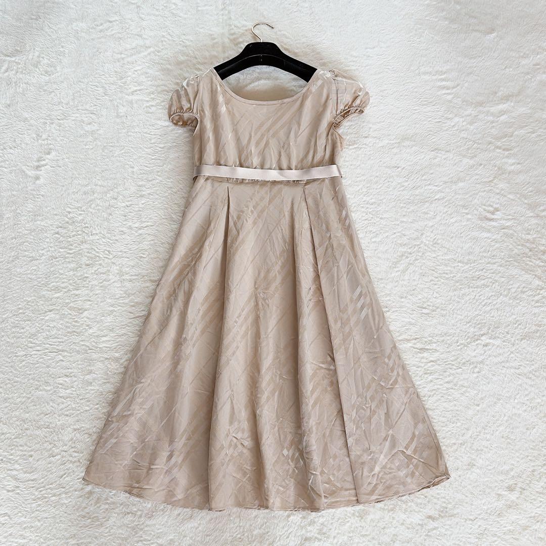 美品【バーバリーブルーレーベル】シャドーチェックワンピース パフスリーブ ベルト