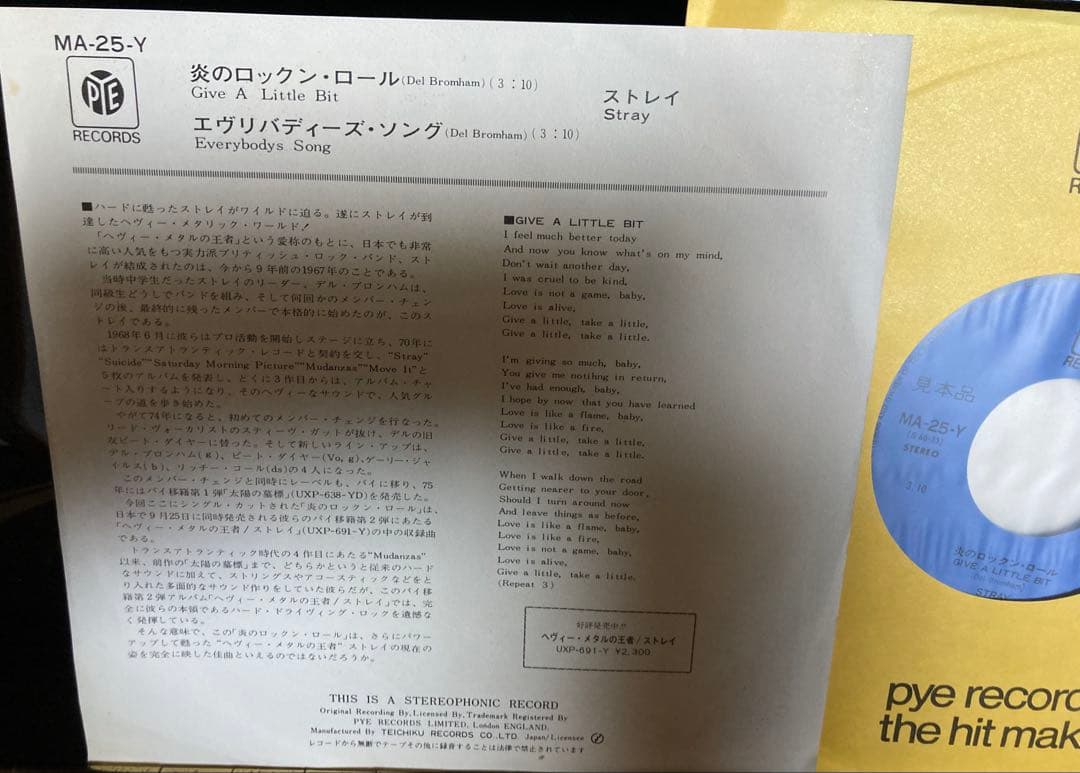 日本盤プロモシングル　ストレイ　Stray Give A Little Bit