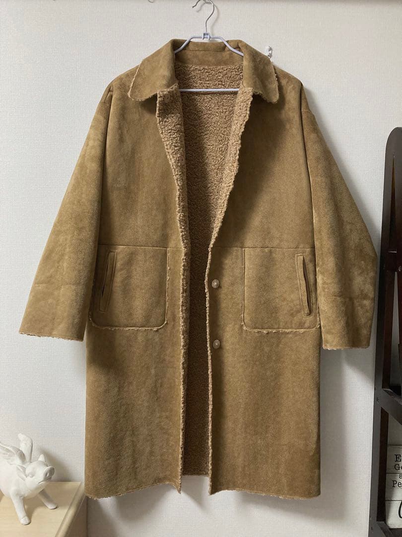 【新品】KBF クラッシュボアリバーシブルコート　キャメル