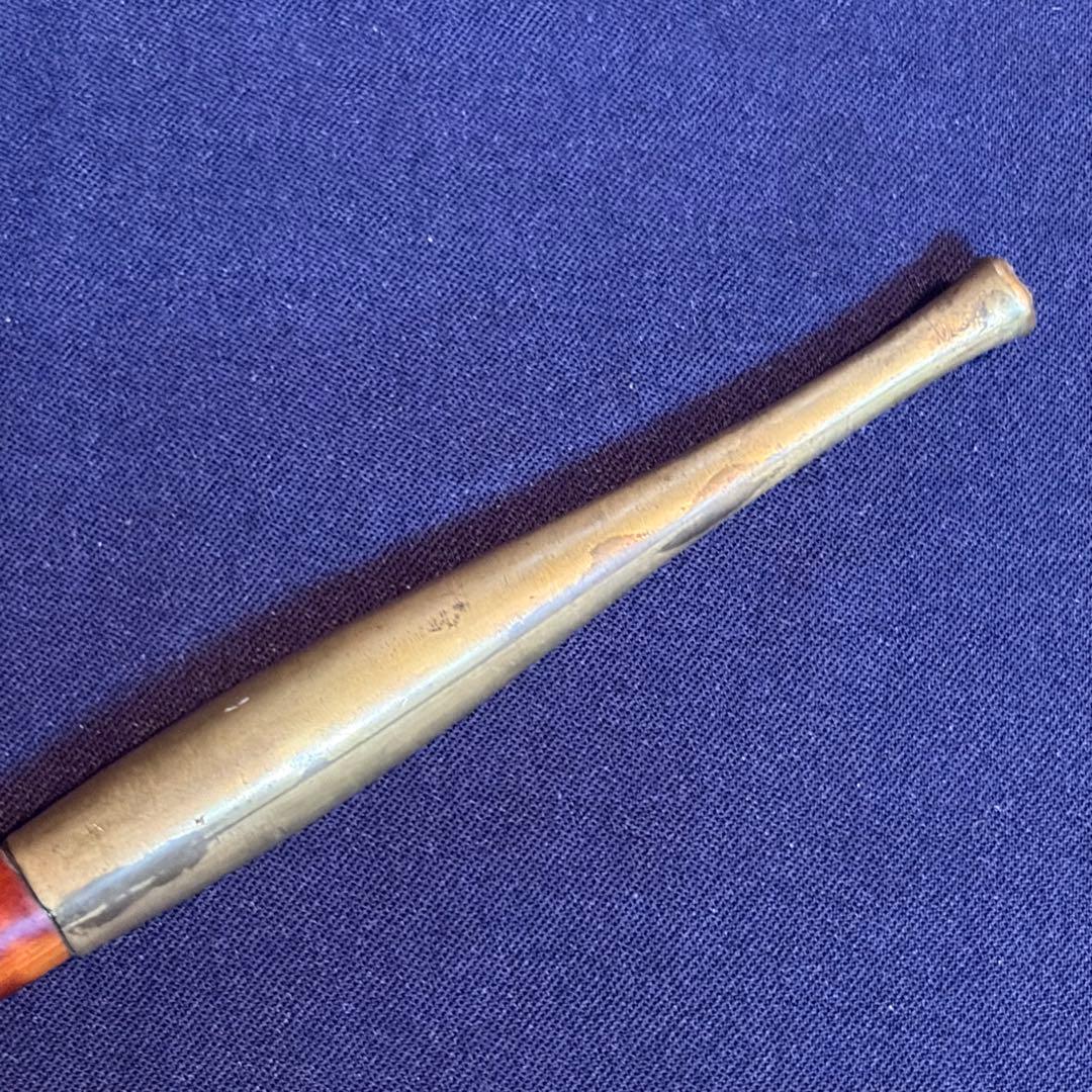 時代物　アンティーク　煙草入れ&煙管　彫金金具　緒締玉　革