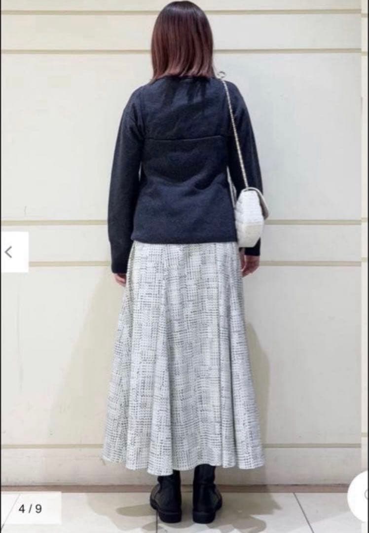 現行品 23区 【洗える】モノクロトーンプリント スカート