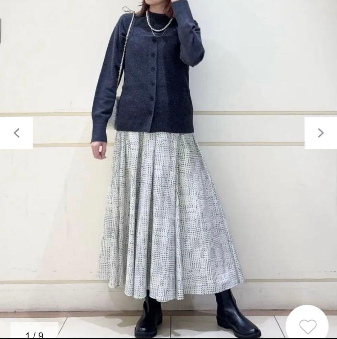 現行品 23区 【洗える】モノクロトーンプリント スカート