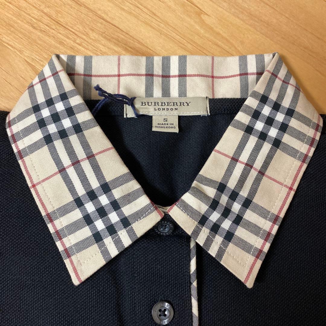 BURBERRY LONDONノバチェック半袖ポロシャツ バーバリーブラックS