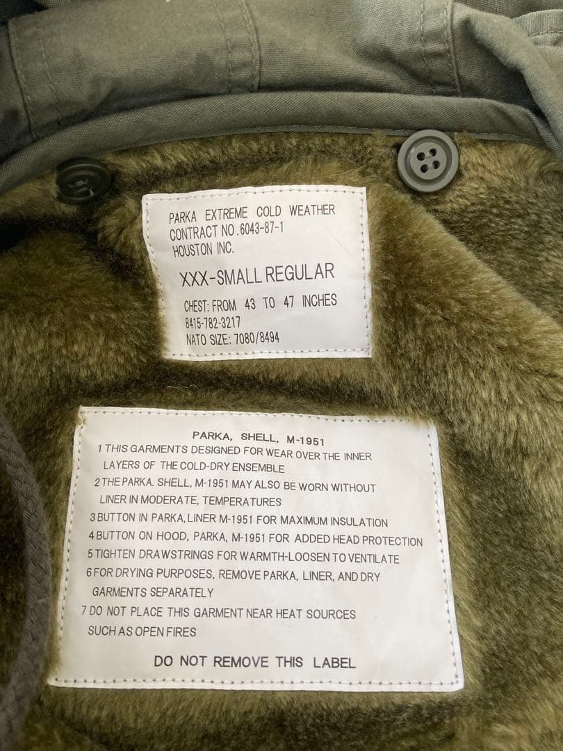 ヒューストン M-51PARKA モッズコート　オリーブ　XXXS