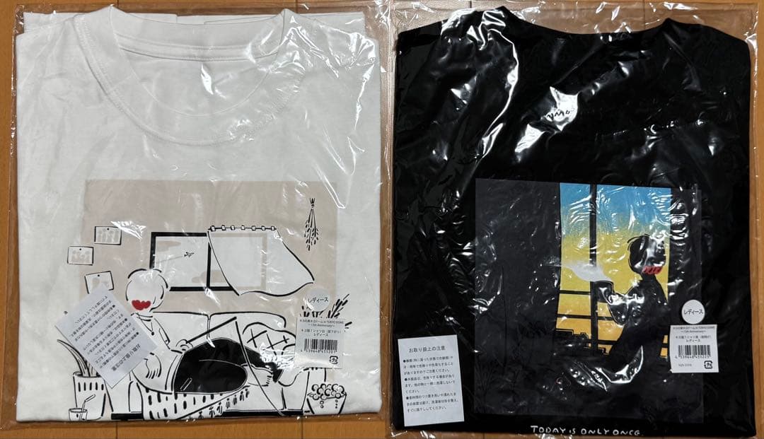キヨ猫 Tシャツ 白(昼下がり) 黒（夜明け）ブラックレディース