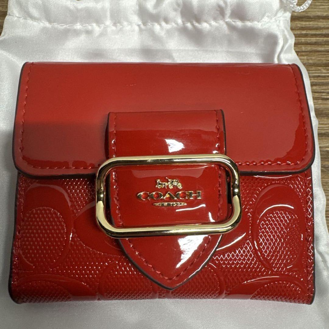 【未使用品】COACH コーチ スモール シグネチャー 二つ折り財布 レッド