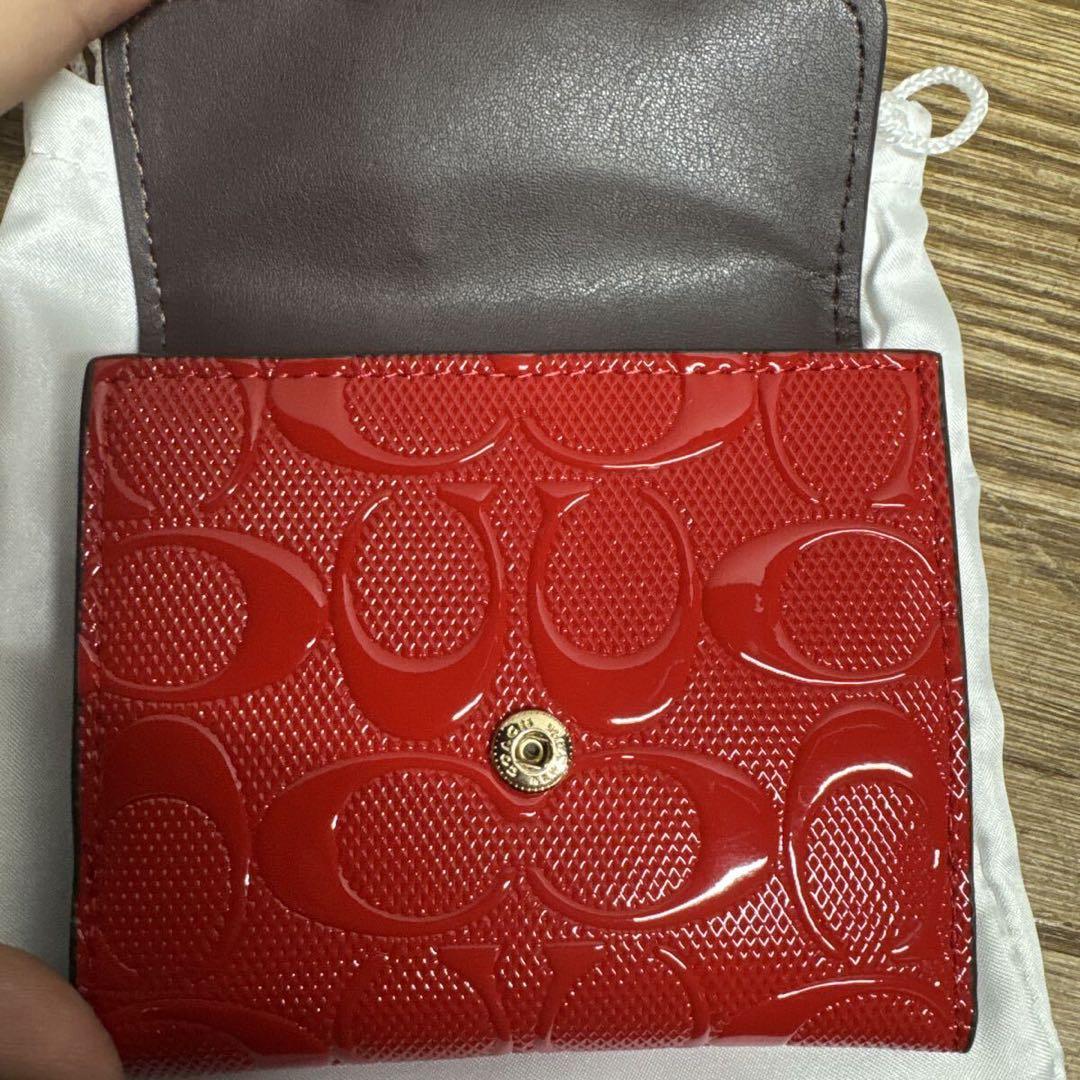 【未使用品】COACH コーチ スモール シグネチャー 二つ折り財布 レッド