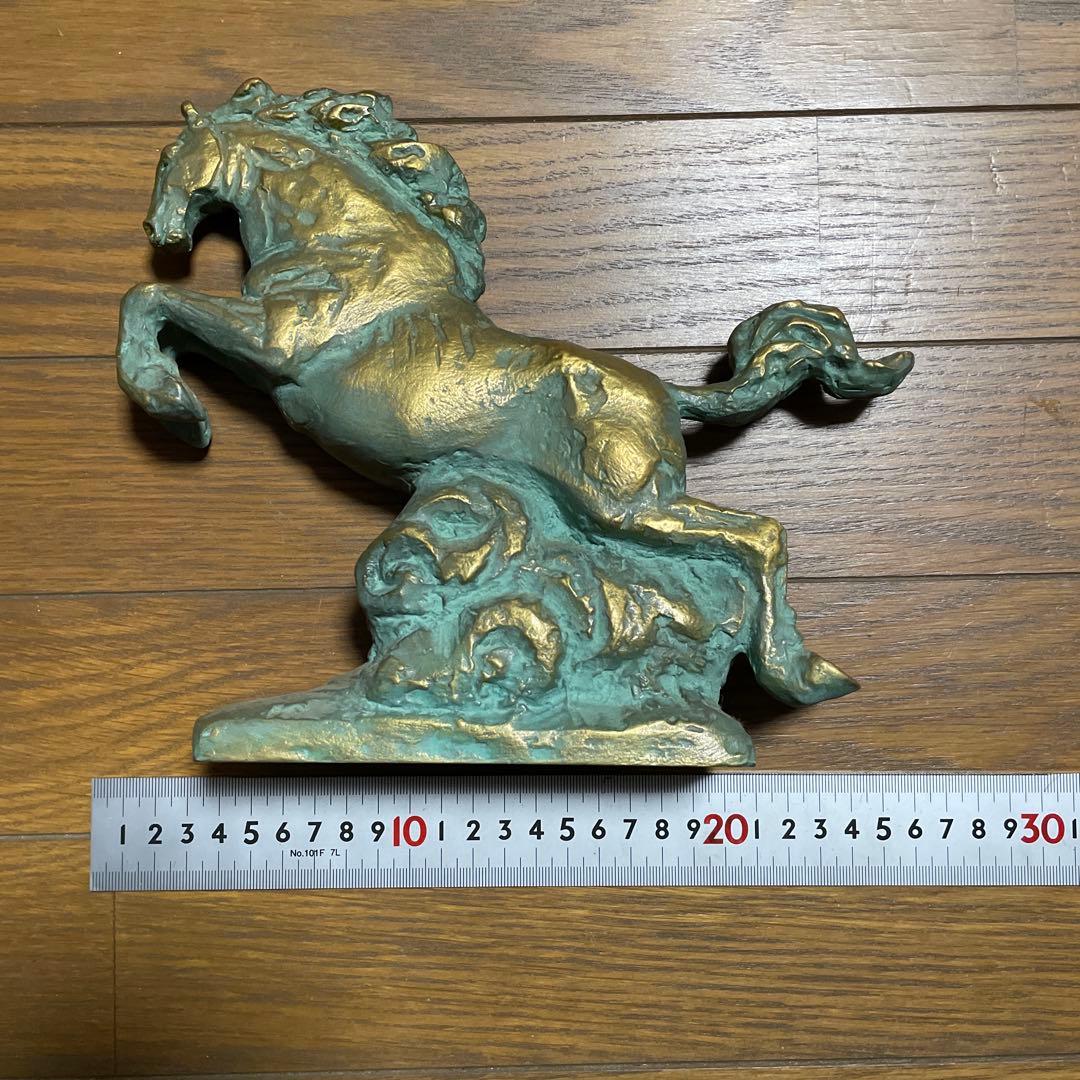 北村西望　青銅製馬の彫刻 木箱・