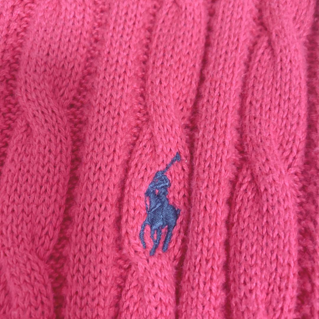 現行タグ ポロラルフローレン ペプラム ニットカーディガン ポニー刺繍 ピンク