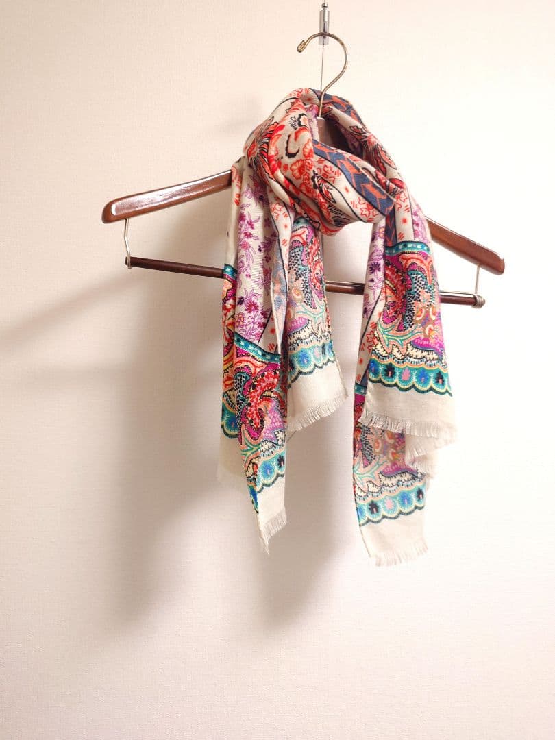 エトロ　ETRO　ストール　ショール　箱付き　ペイズリー　カシミヤ　シルク　小判