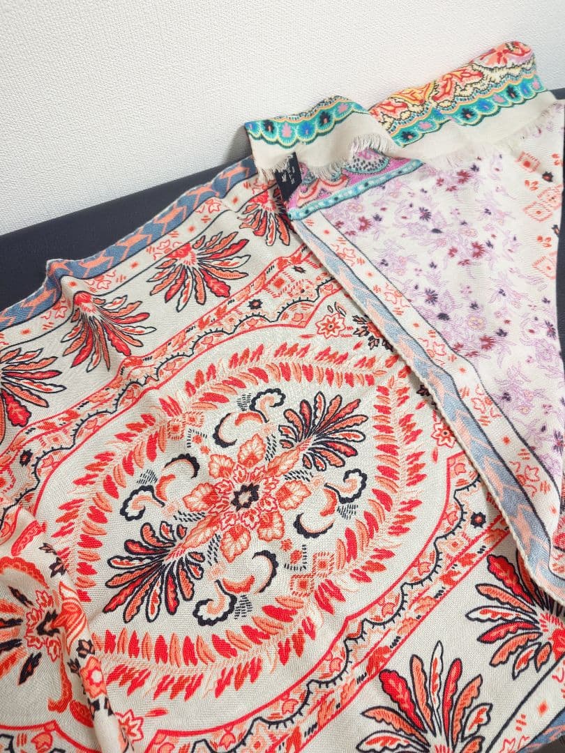 エトロ　ETRO　ストール　ショール　箱付き　ペイズリー　カシミヤ　シルク　小判