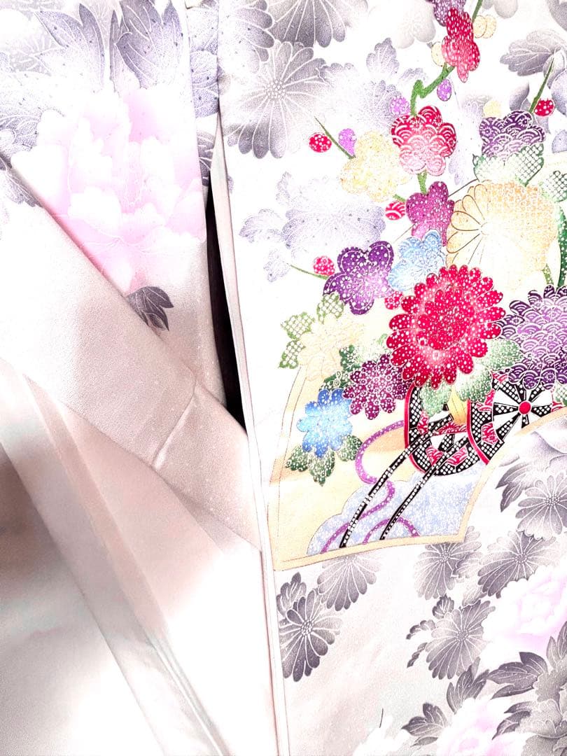 生成り 粉雪散らし 駒刺繍 金彩 振袖 正絹 高級逸品 古典柄 華やか
