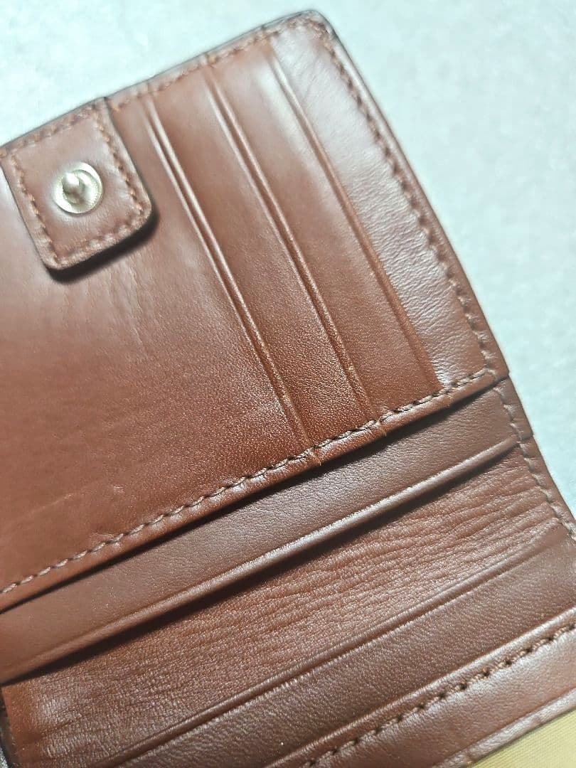 未使用【COACH】leather compact wallet/brown