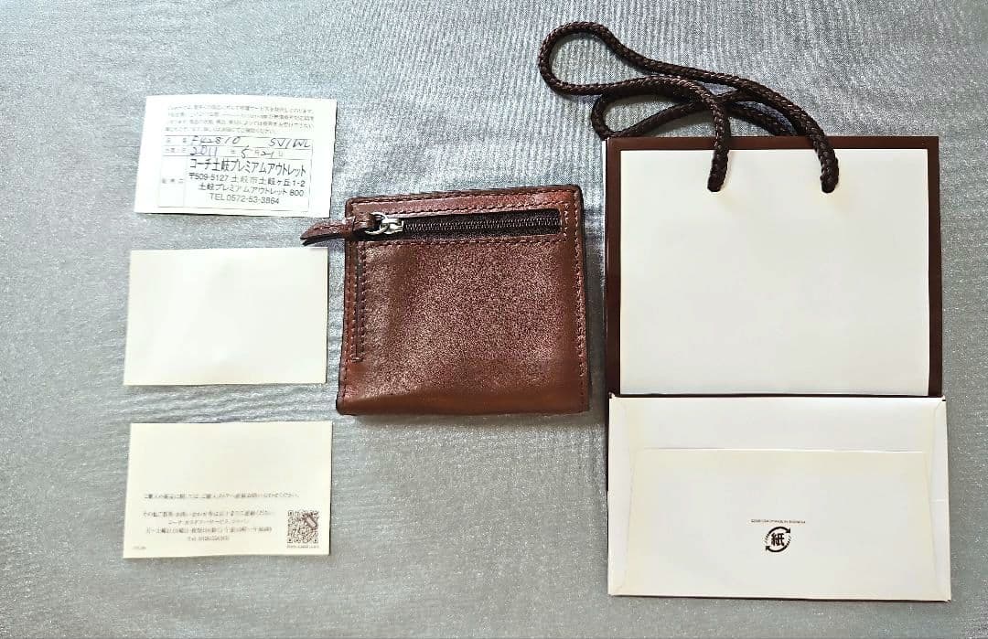 未使用【COACH】leather compact wallet/brown