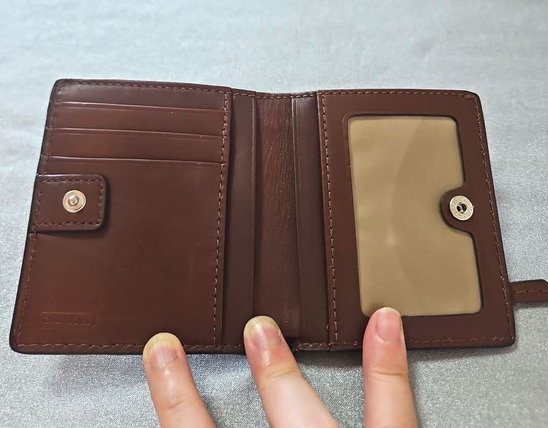 未使用【COACH】leather compact wallet/brown