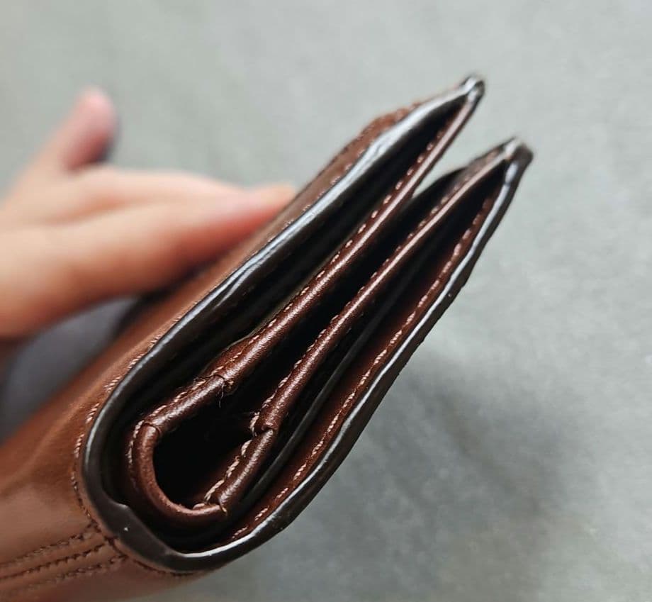 未使用【COACH】leather compact wallet/brown