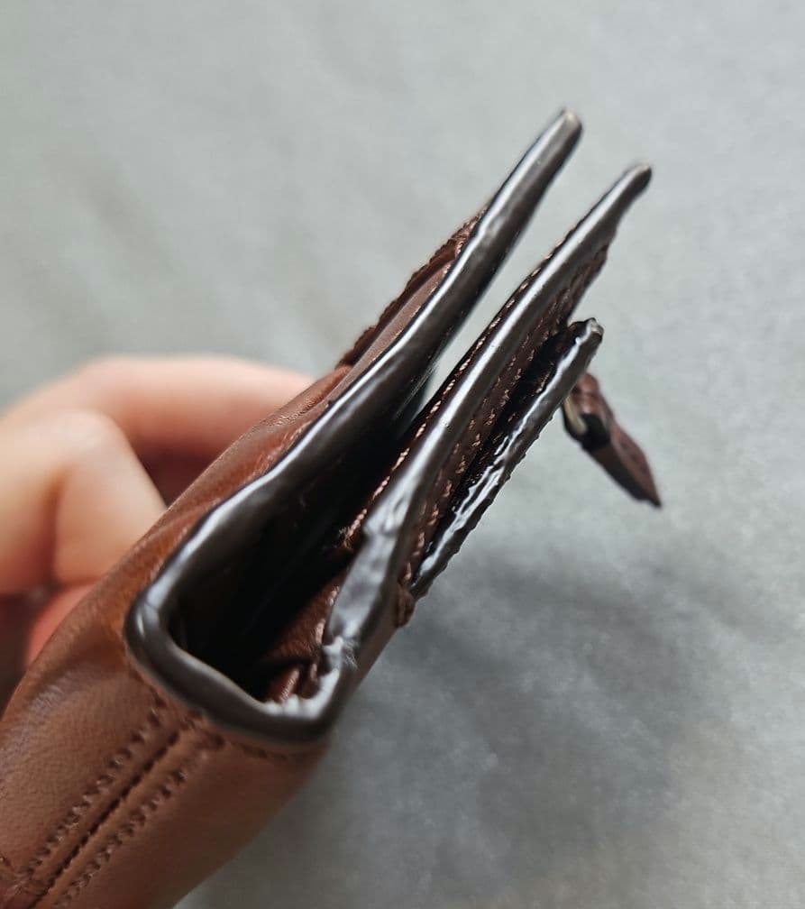 未使用【COACH】leather compact wallet/brown