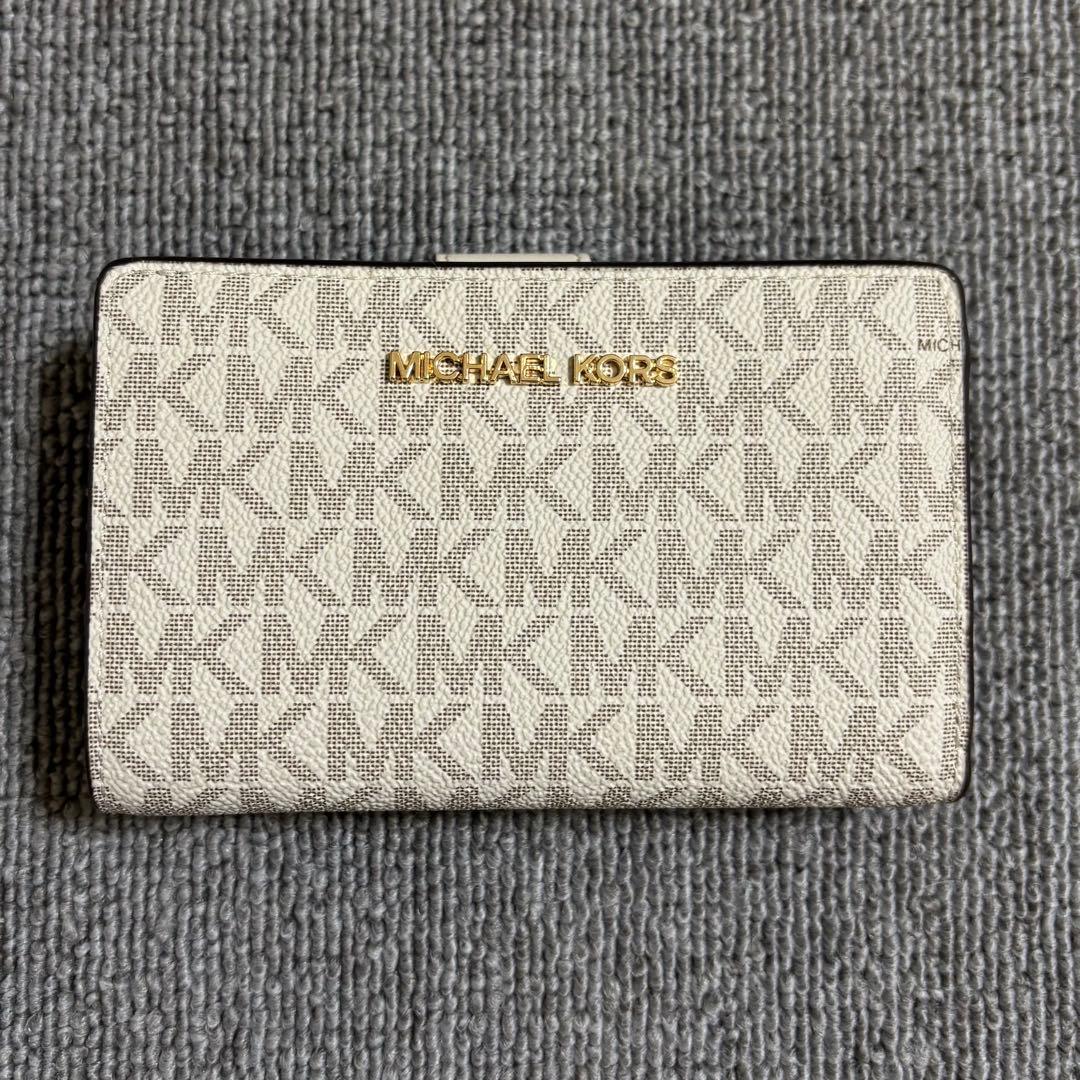 【未使用】MICHAEL KORS マイケルコース二つ折り財布 アイボリー