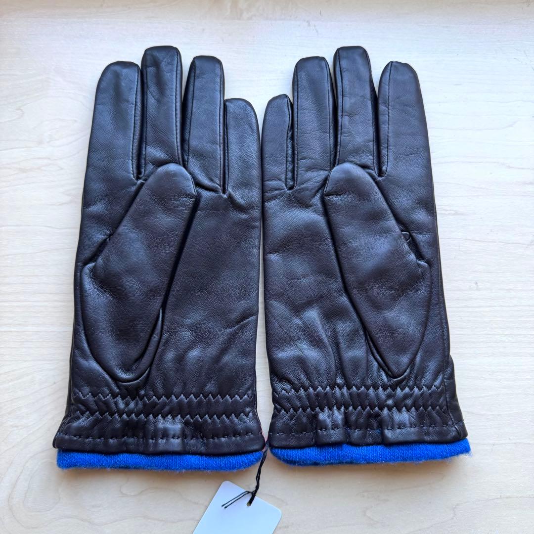 ★新品★ランバンオンブルー　メンズ　レザー手袋　羊革　カシミヤ　ダークブラウン