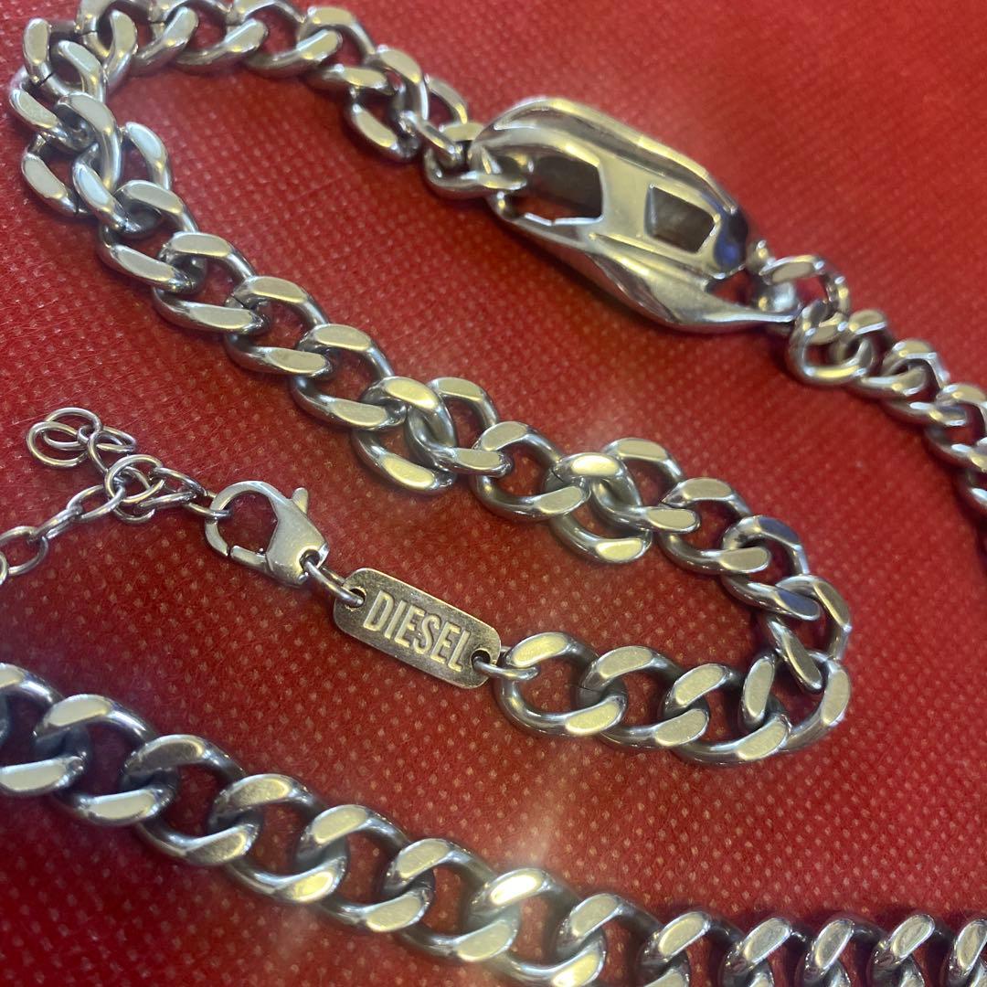 早い者勝ち❗️付属品×ため大サービス❗️DIESEL シルバー チェーンネックレス