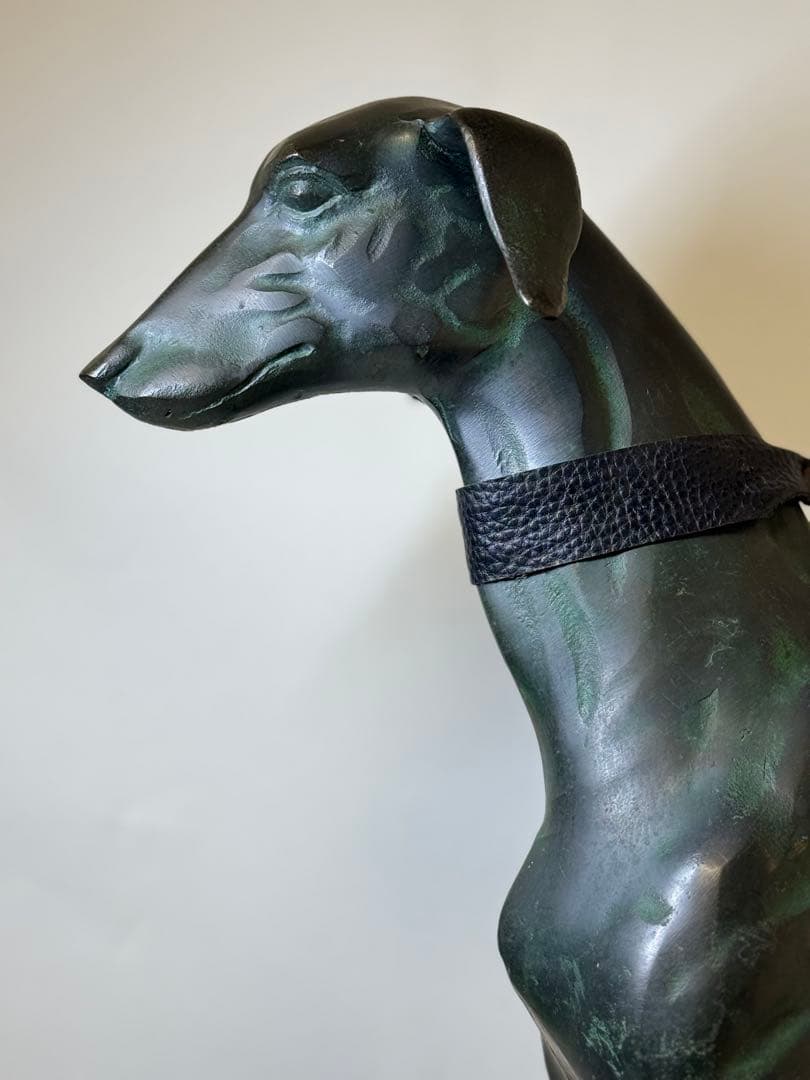 W ブロンズ グレーハウンド 銅製像 犬の置物 高さ58㎝ 重量6.7kg
