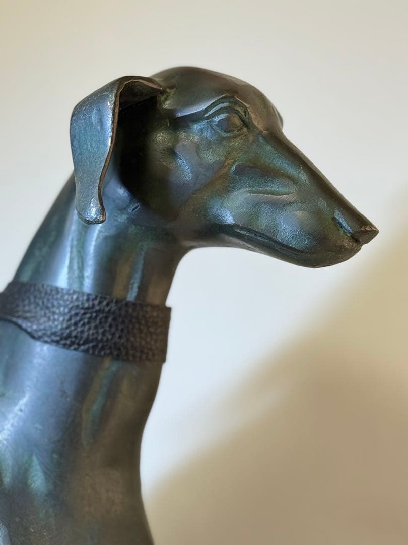 W ブロンズ グレーハウンド 銅製像 犬の置物 高さ58㎝ 重量6.7kg