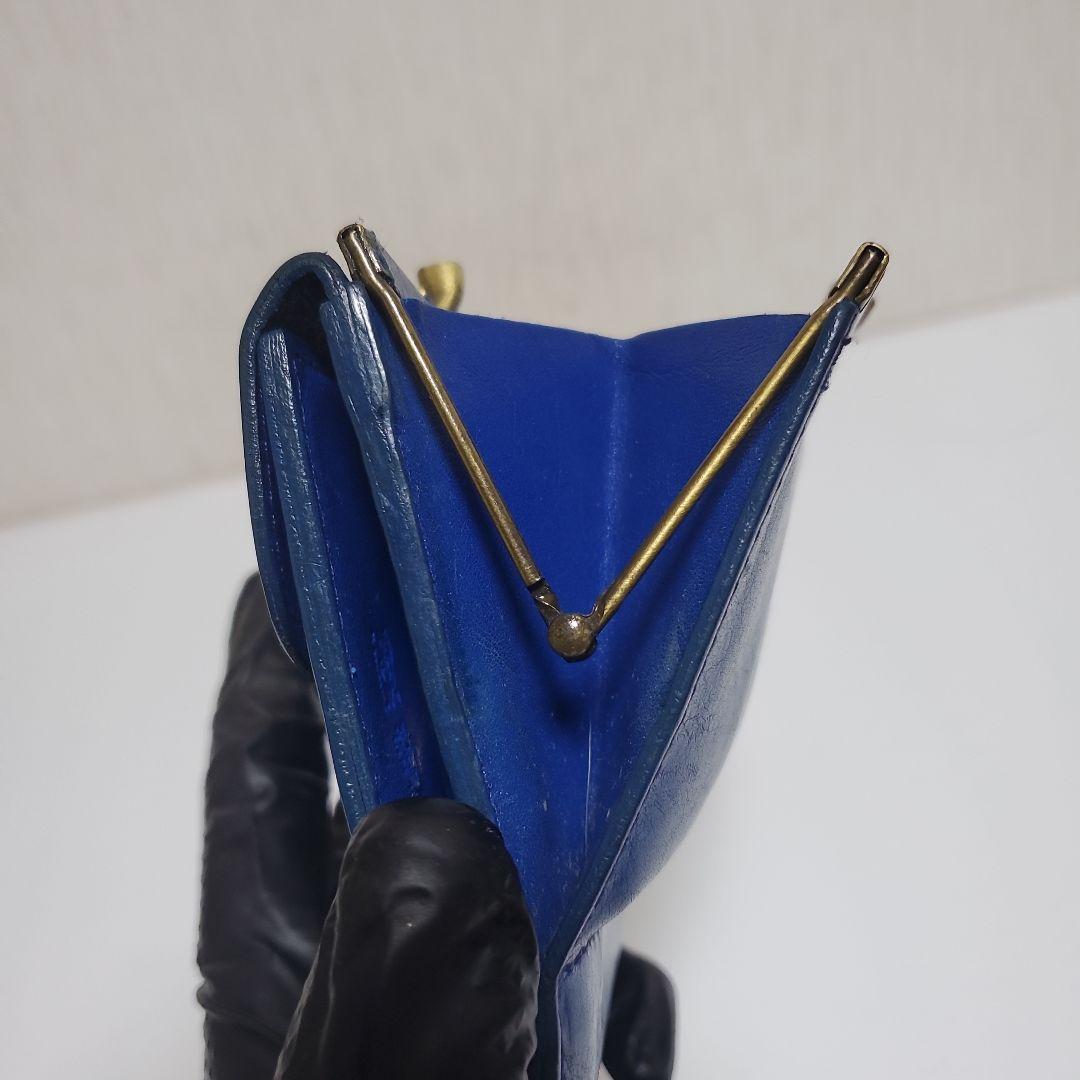 イルビゾンテ　IL BISONTE　二つ折り財布　ブルー　美品　がま口