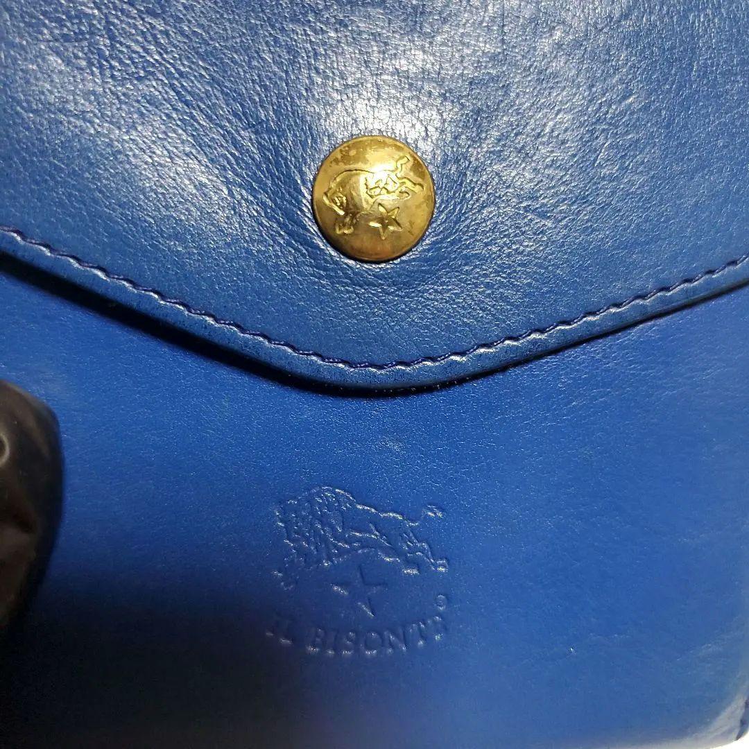 イルビゾンテ　IL BISONTE　二つ折り財布　ブルー　美品　がま口