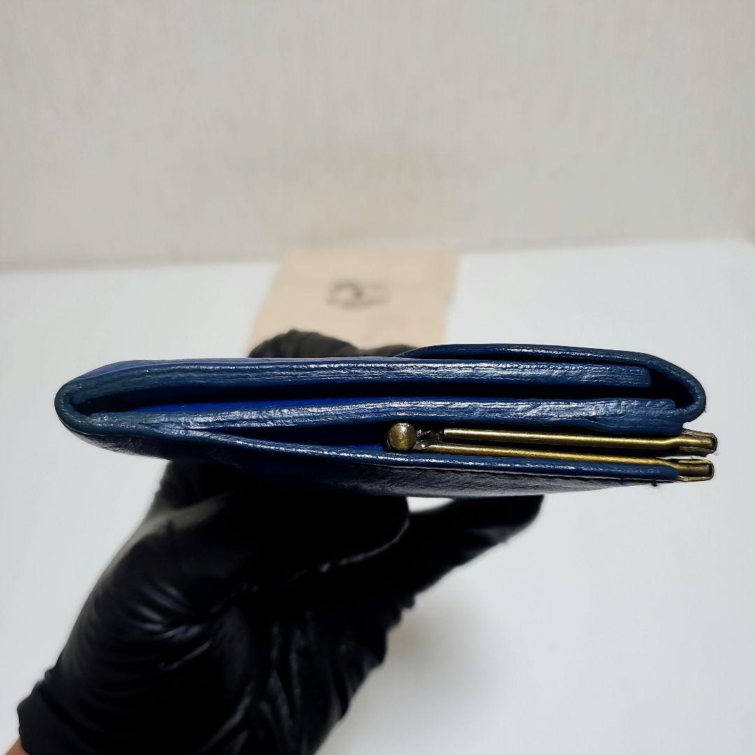 イルビゾンテ　IL BISONTE　二つ折り財布　ブルー　美品　がま口