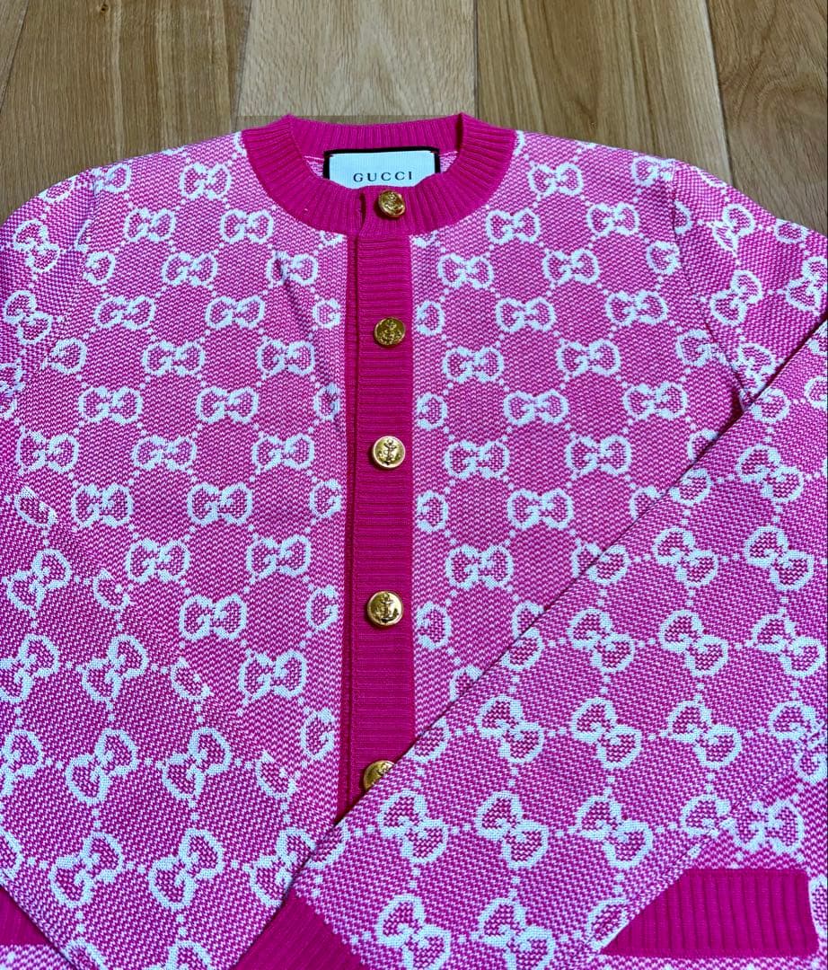 GUCCI ピンク　カーディガン　ピンク　XS 未使用　イタリア製