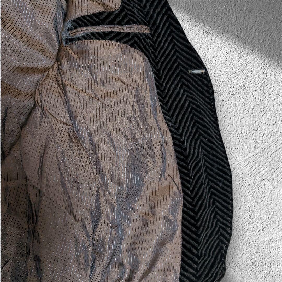 ARMANI COLLEZIONI ベロア ジャケット シェブロン柄 48 L