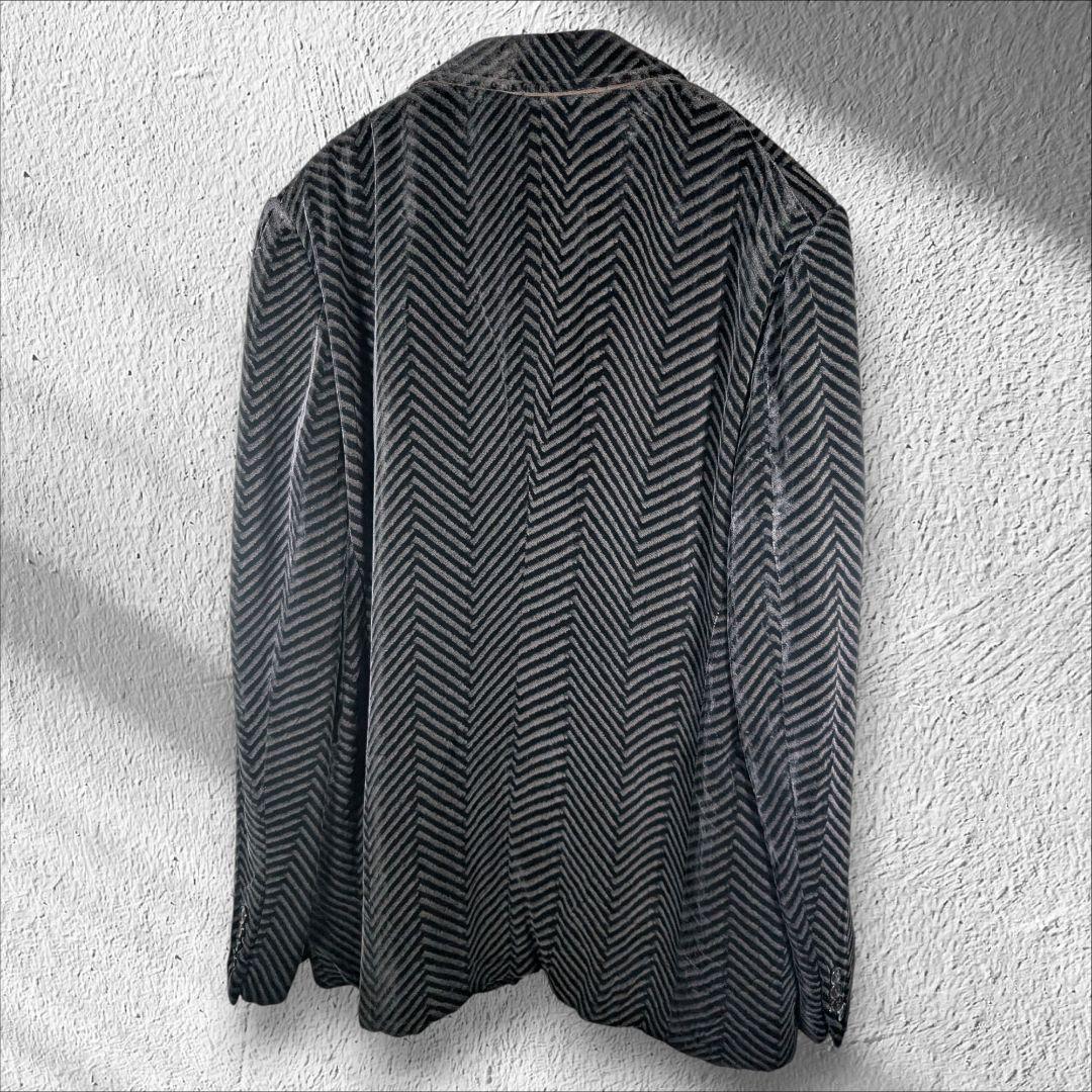 ARMANI COLLEZIONI ベロア ジャケット シェブロン柄 48 L