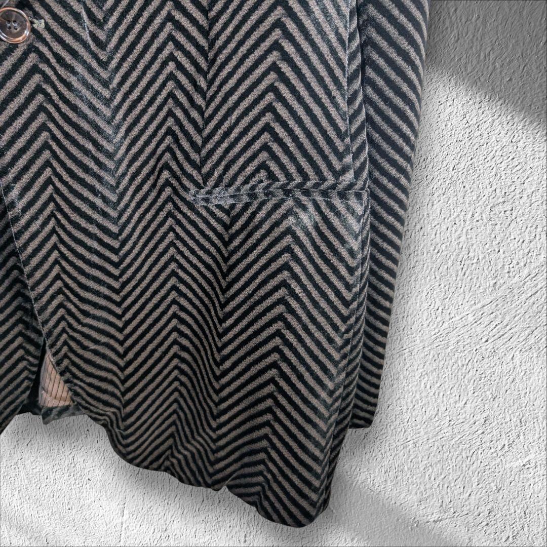 ARMANI COLLEZIONI ベロア ジャケット シェブロン柄 48 L