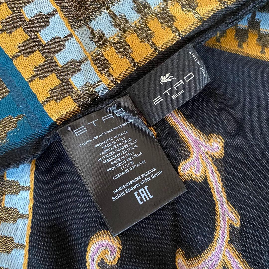 ETRO エトロ 刺繍入り 大判 ストール 花モチーフ イタリア製