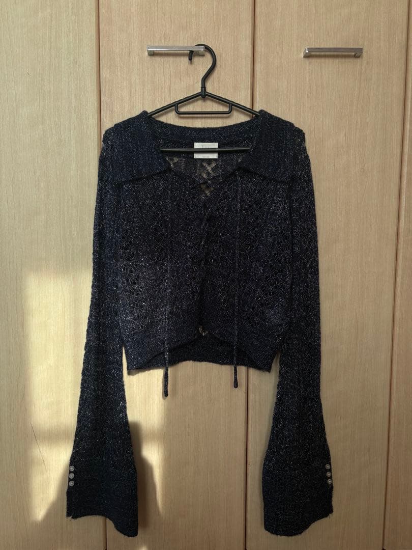 loin nuit ロワンニュイ レースアップグリッターニット