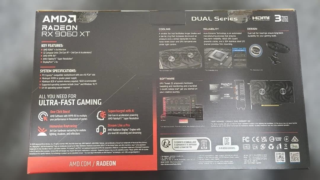 グラフィックボード・グラボ・ビデオカード ASUS AMD Dual Radeon RX 9060 XT 16GB