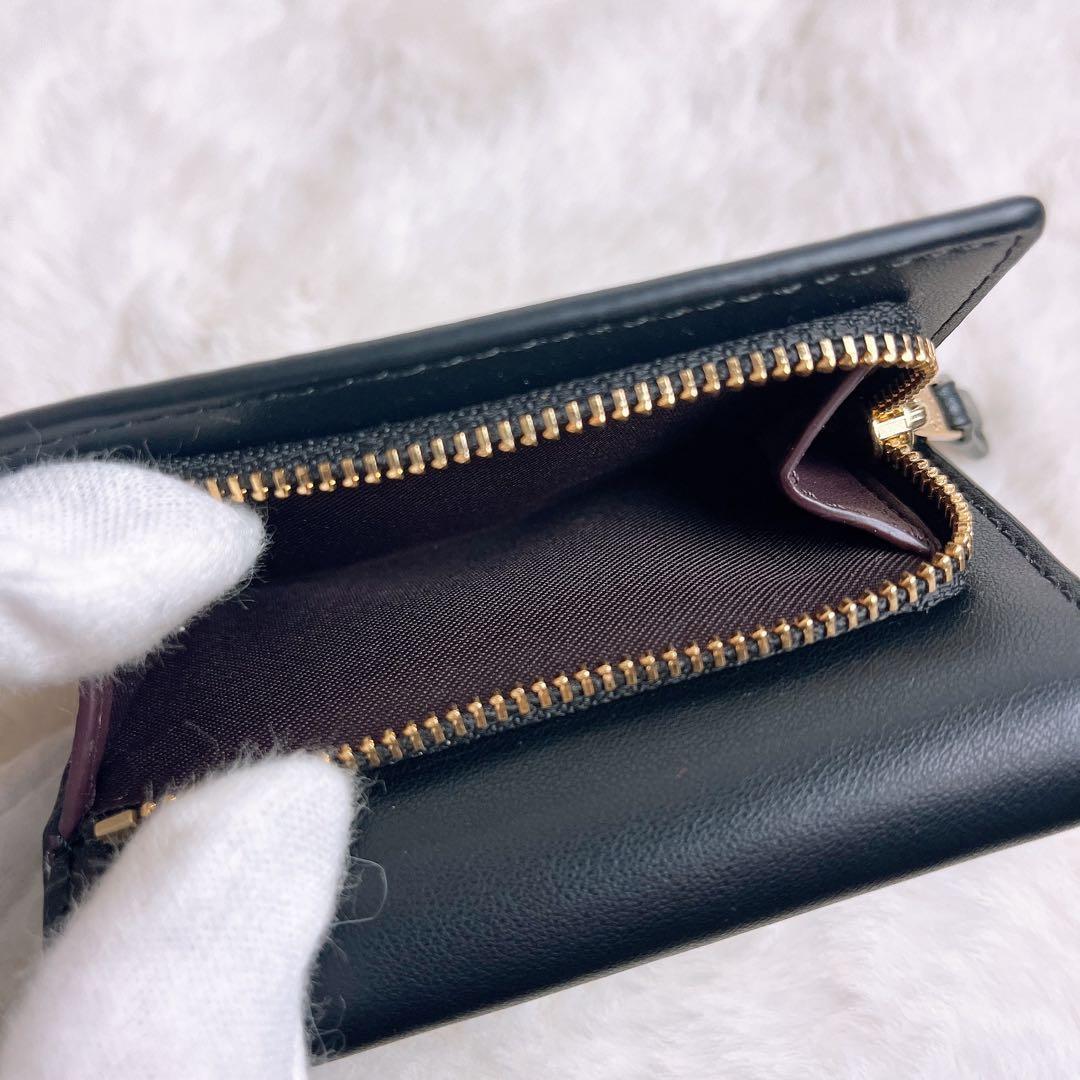 新品未使用 COACHコーチ 三つ折り財布 コンパクト ブラウン ブラック.