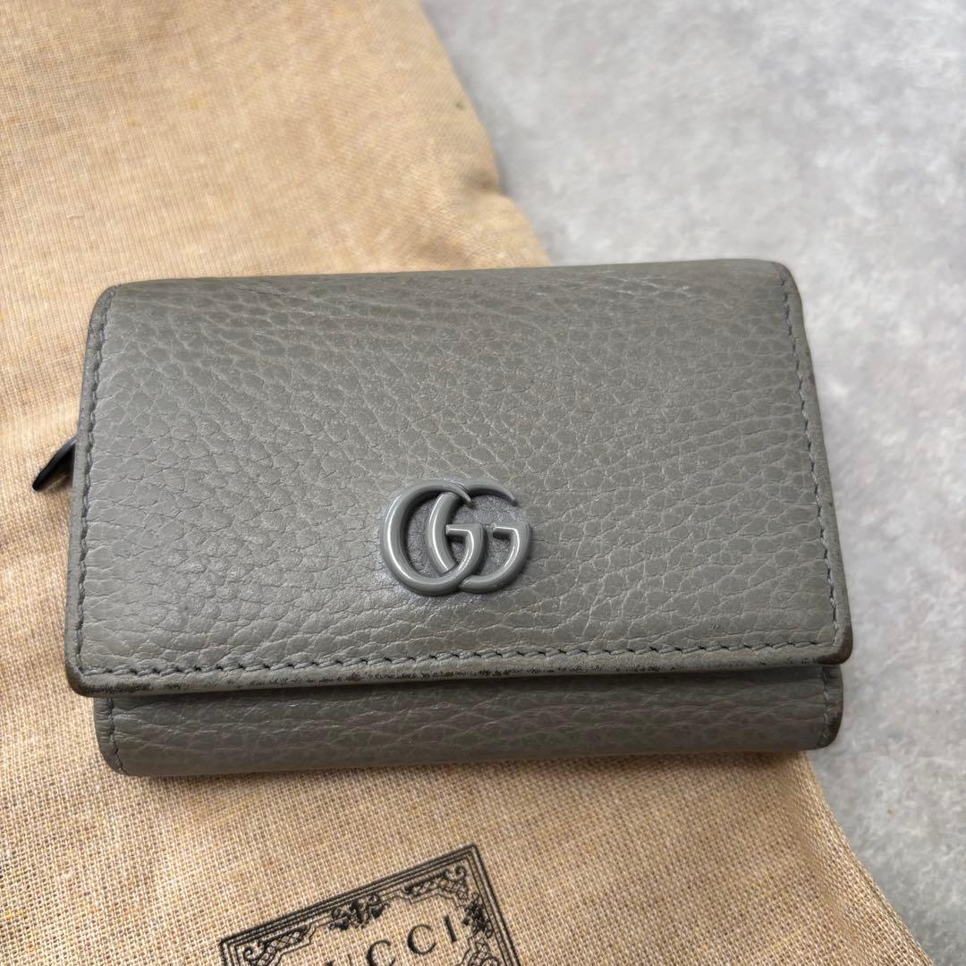 GUCCI GGマーモント　二つ折り財布　グレー