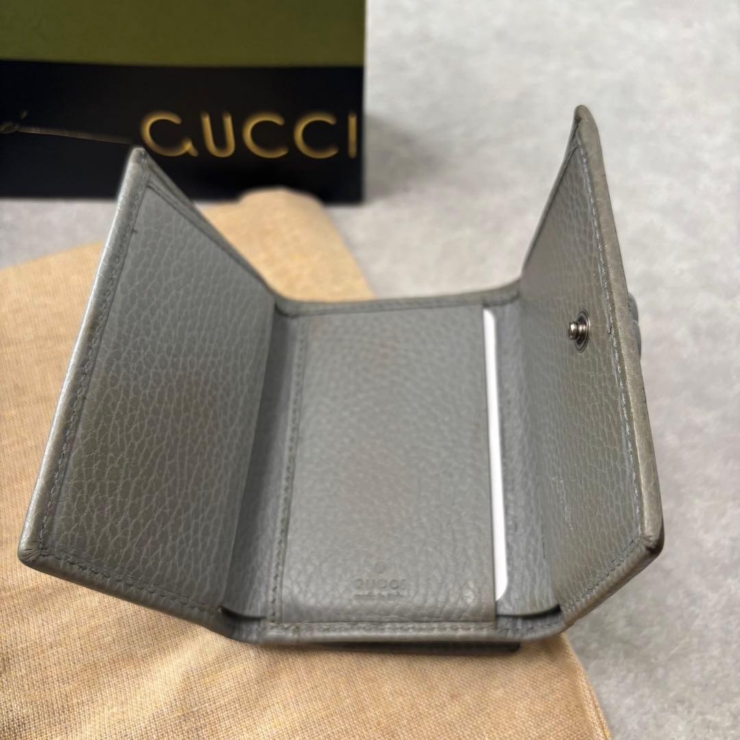 GUCCI GGマーモント　二つ折り財布　グレー