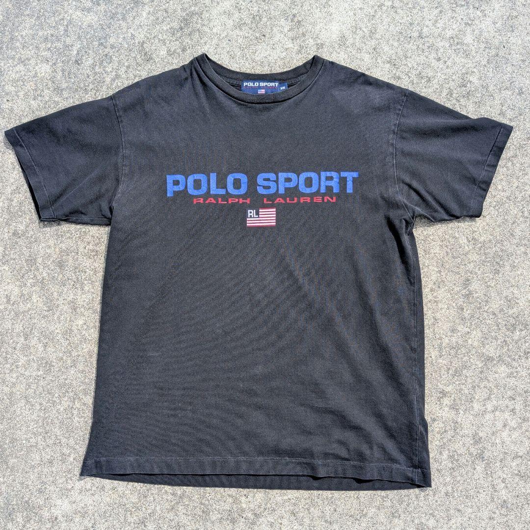 90s ポロスポーツ Tシャツ ブラック フェード シングルステッチ ポロスポ