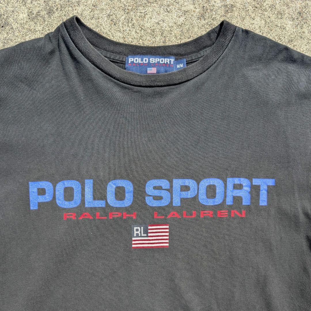 90s ポロスポーツ Tシャツ ブラック フェード シングルステッチ ポロスポ