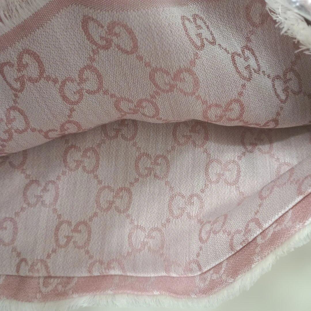 GUCCI グッチ GG柄 大判　マフラー　ストール ピンク