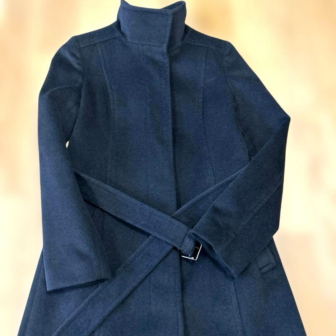 アンタイトル　アンゴラ混スタンドカラー ロングコート　ベルト付き　サイズ2